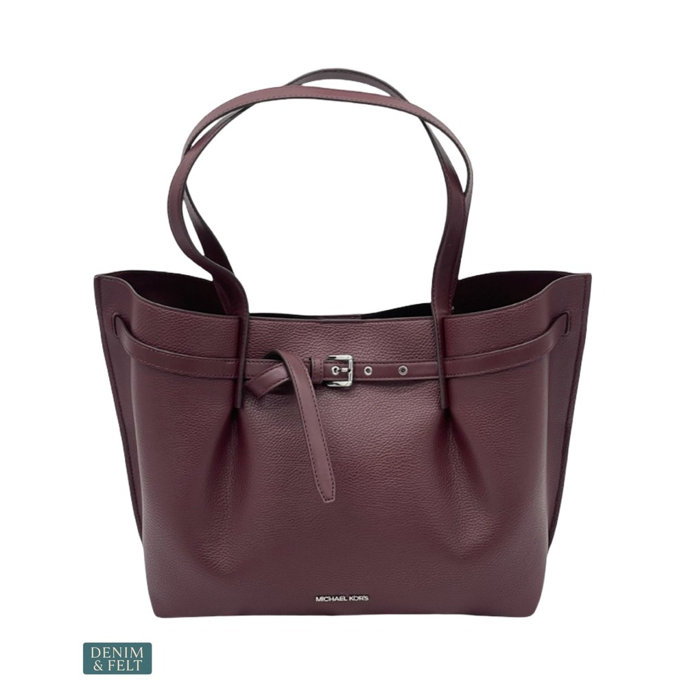 NEW Michael Kors Emilia Oxblood Pebbled Leather Laptop Work Tote Quiet Luxury - Picture 6 of 16